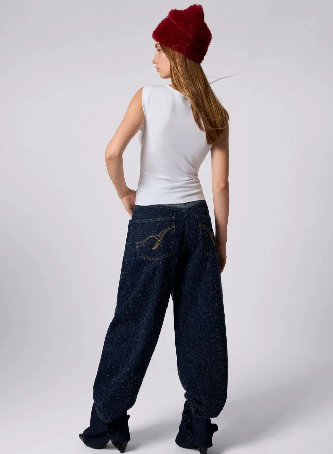 Desigual Blue Two-Tone Denim Trousers for Women | Best Price UAE